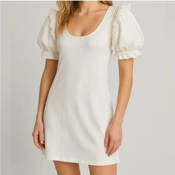 Sundays Coconut Milk Puff Sleeve Veda Mini Dress - Picture 1 of 8